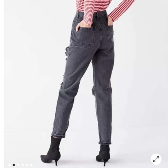 NEW BDG UO Grunge High Rise Mom Distressed Jeans Black Grey 25 goth y2k - Picture 4 of 13